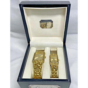 Lexington Futura Faux Gold Nugget Couples Quartz 1980's Watches NEW Batteries
